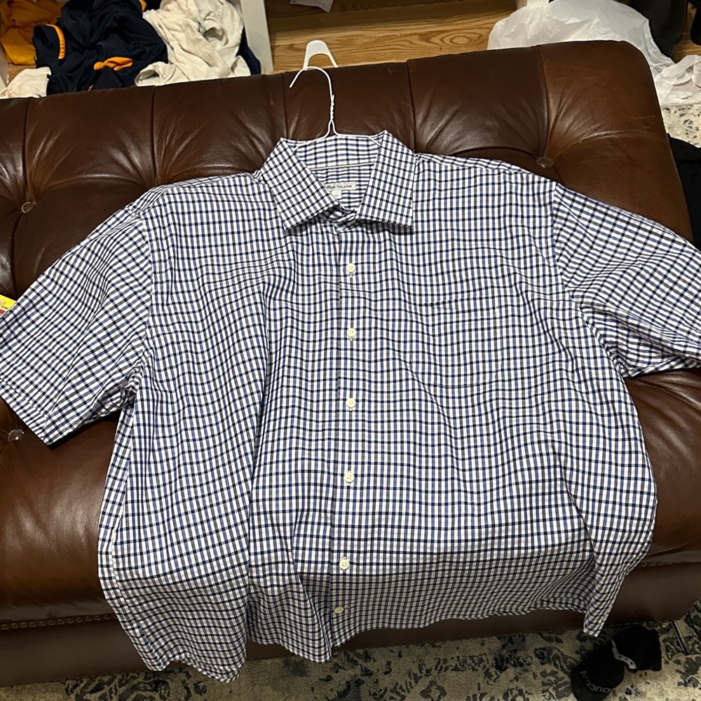Peter Millar Navy and White Plaid Shirt XXL